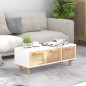 vidaXL Mesa de centro madera contrachapada y de pino blanco 80x40x30cm