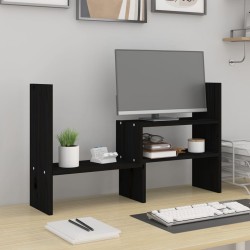 vidaXL Soporte para monitor madera maciza pino negro (39-72)x17x43 cm
