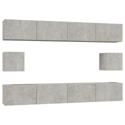 vidaXL Set de muebles de TV 6 pzas madera contrachapada gris hormigón