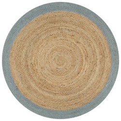 vidaXL Alfombra hecha a mano de yute con borde verde oliva 150 cm