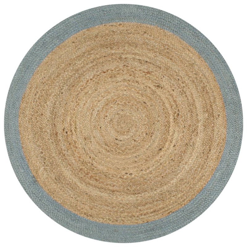 vidaXL Alfombra hecha a mano de yute con borde verde oliva 150 cm vidaXL Alfombra hecha a mano de yute con borde verde oliva 150 cm