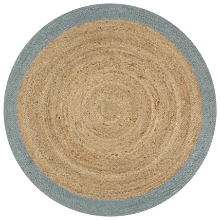 vidaXL Alfombra hecha a mano de yute con borde verde oliva 150 cm