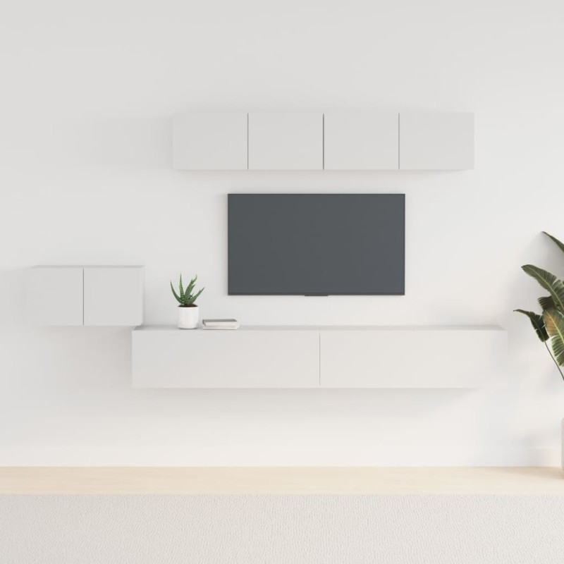 vidaXL Set de muebles para TV 5 piezas madera contrachapada blanco vidaXL Set de muebles para TV 5 piezas madera contrachapada blanco