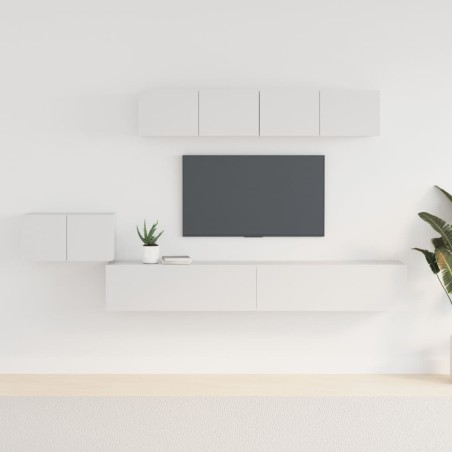 vidaXL Set de muebles para TV 5 piezas madera contrachapada blanco