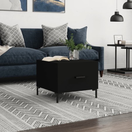 vidaXL Mesa de centro madera contrachapada negro 50x50x40 cm