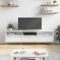 vidaXL Mueble de TV madera contrachapada blanco brillo 150x30x44,5 cm vidaXL Mueble de TV madera contrachapada blanco brillo 150x30x44,5 cm