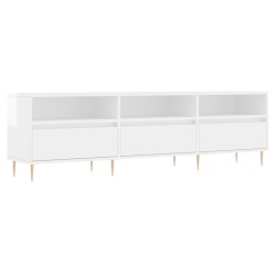 vidaXL Mueble de TV madera contrachapada blanco brillo 150x30x44,5 cm