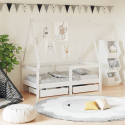 vidaXL Estructura cama niños con cajones madera pino blanco 70x140 cm