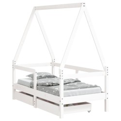 vidaXL Estructura cama niños con cajones madera pino blanco 70x140 cm