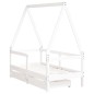 vidaXL Estructura cama niños con cajones madera pino blanco 70x140 cm vidaXL Estructura cama niños con cajones madera pino blanco 70x140 cm