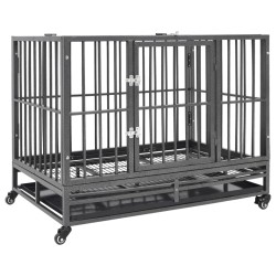 vidaXL Jaula de perro resistente con ruedas acero 102x72x85 cm