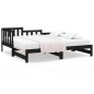 vidaXL Sofá cama extraíble madera maciza de pino negro 2x(90x190) cm