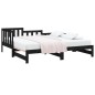 vidaXL Sofá cama extraíble madera maciza de pino negro 2x(90x190) cm