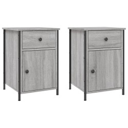 vidaXL Mesitas de noche 2 uds madera contrachapada gris 40x42x60 cm