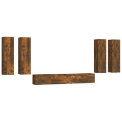vidaXL Set de muebles de TV 6 pzas madera contrachapada roble ahumado