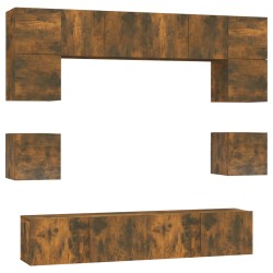 vidaXL Set de muebles de TV 8 pzas madera contrachapada roble ahumado