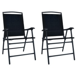 vidaXL Sillas plegables de jardín 2 unidades textilene negro