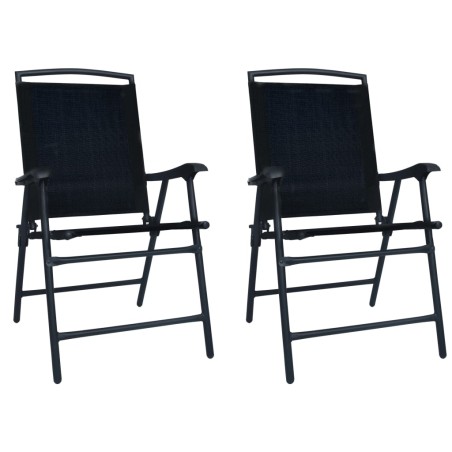 vidaXL Sillas plegables de jardín 2 unidades textilene negro