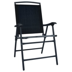 vidaXL Sillas plegables de jardín 2 unidades textilene negro