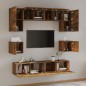 vidaXL Set de muebles de TV 8 pzas madera contrachapada roble ahumado