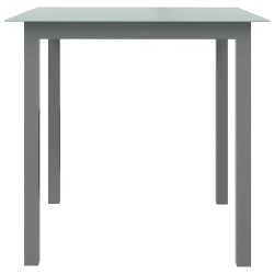 vidaXL Mesa de jardín de aluminio y vidrio gris claro 80x80x74 cm