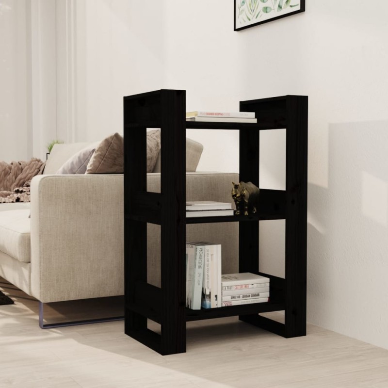 vidaXL Estantería/divisor de espacios madera pino negro 60x35x91 cm