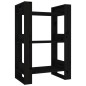 vidaXL Estantería/divisor de espacios madera pino negro 60x35x91 cm