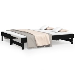 vidaXL Sofá cama extraíble madera maciza de pino negro 2x(90x190) cm