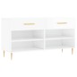 vidaXL Banco zapatero madera de ingeniería blanco brillo 102x35x55 cm vidaXL Banco zapatero madera de ingeniería blanco brillo 102x35x55 cm