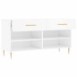 vidaXL Banco zapatero madera de ingeniería blanco brillo 102x35x55 cm vidaXL Banco zapatero madera de ingeniería blanco brillo 102x35x55 cm