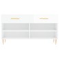 vidaXL Banco zapatero madera de ingeniería blanco brillo 102x35x55 cm vidaXL Banco zapatero madera de ingeniería blanco brillo 102x35x55 cm