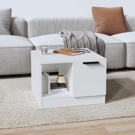 vidaXL Mesa de centro madera contrachapada blanco 50x50x36 cm