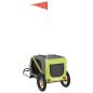 vidaXL Remolque de bicicleta mascotas hierro tela Oxford verde gris vidaXL Remolque de bicicleta mascotas hierro tela Oxford verde gris