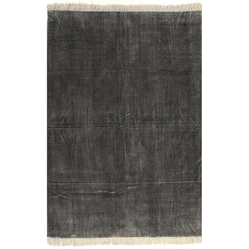 vidaXL Alfombra de algodón Kilim 120x230 cm gris antracita vidaXL Alfombra de algodón Kilim 120x230 cm gris antracita