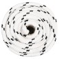 vidaXL Cuerda para barco trenzada poliéster blanco 16 mmx25 m