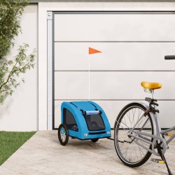 vidaXL Remolque de bicicleta mascotas hierro tela Oxford azul