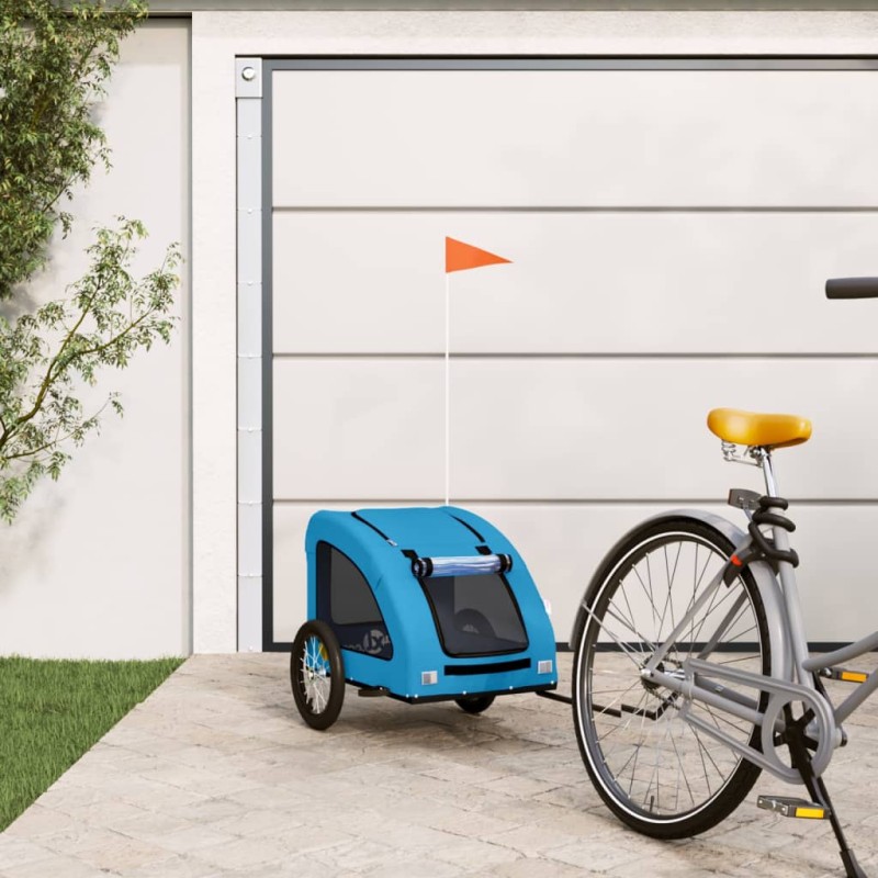 vidaXL Remolque de bicicleta mascotas hierro tela Oxford azul vidaXL Remolque de bicicleta mascotas hierro tela Oxford azul