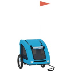 vidaXL Remolque de bicicleta mascotas hierro tela Oxford azul