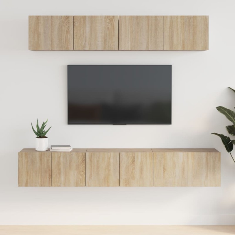 vidaXL Set de muebles para TV 5 pzas madera contrachapada roble Sonoma