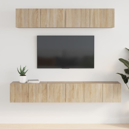 vidaXL Set de muebles para TV 5 pzas madera contrachapada roble Sonoma