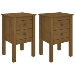 vidaXL Mesitas de noche 2 uds madera de pino marrón miel 40x35x61,5 cm