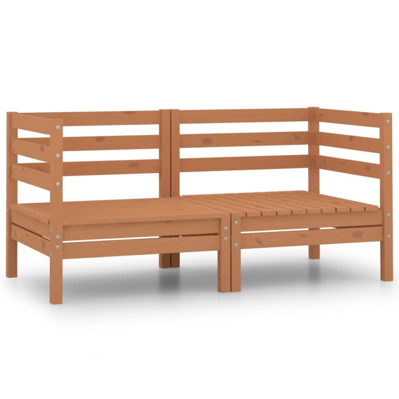 vidaXL Sofás de esquina de jardín 2 uds marrón miel madera maciza pino vidaXL Sofás de esquina de jardín 2 uds marrón miel madera maciza pino