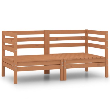 vidaXL Sofás de esquina de jardín 2 uds marrón miel madera maciza pino