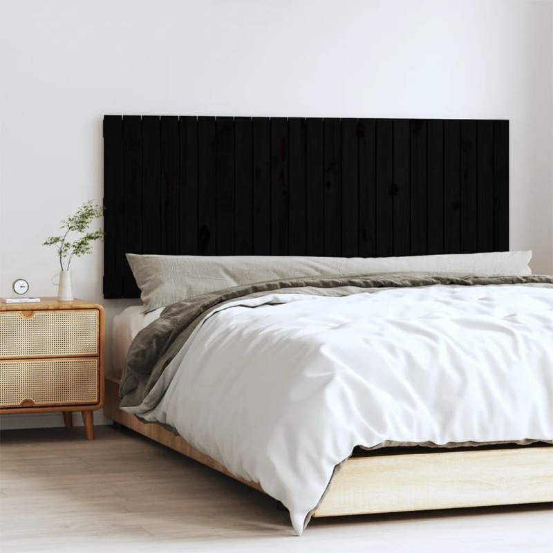 vidaXL Cabecero de cama de pared madera maciza pino negro 147x3x60 cm vidaXL Cabecero de cama de pared madera maciza pino negro 147x3x60 cm