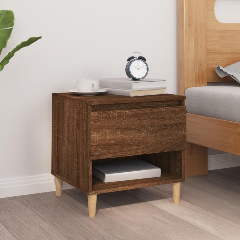 vidaXL Mesita de noche madera contrachapada roble marrón 50x46x50 cm vidaXL Mesita de noche madera contrachapada roble marrón 50x46x50 cm