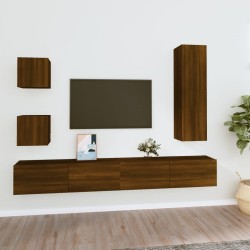 vidaXL Set de muebles para TV 5 pzas madera contrachapada roble marrón