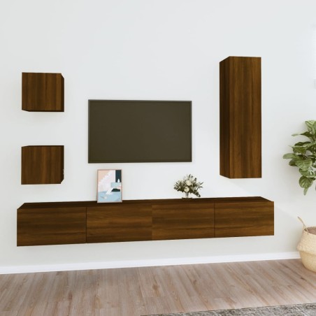 vidaXL Set de muebles para TV 5 pzas madera contrachapada roble marrón
