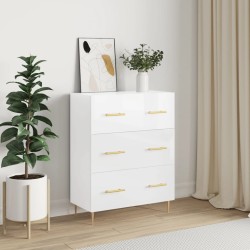vidaXL Aparador de madera contrachapada blanco brillante 69,5x34x90 cm