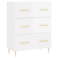 vidaXL Aparador de madera contrachapada blanco brillante 69,5x34x90 cm