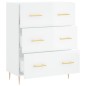 vidaXL Aparador de madera contrachapada blanco brillante 69,5x34x90 cm vidaXL Aparador de madera contrachapada blanco brillante 69,5x34x90 cm